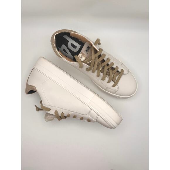 P448 gold and white classic platform Thea Wilder Sneaker size 41 / US 10.5 W - Picture 2 of 12